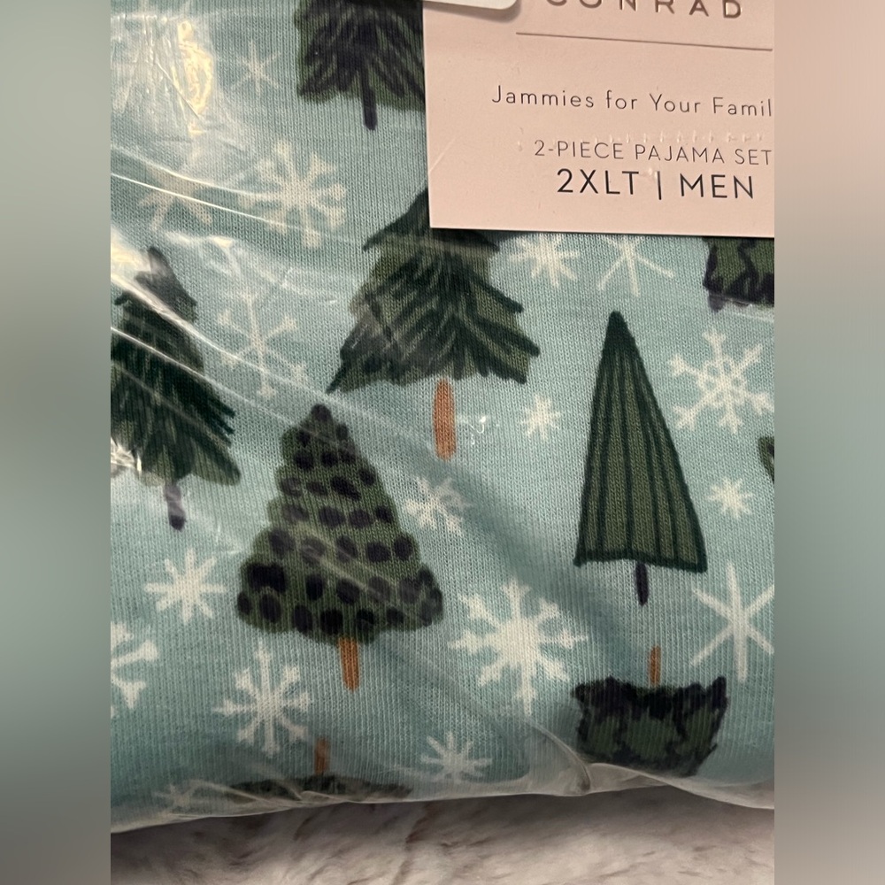 Men’s Pajama Set 2XLT Pine Trees Snowflakes Green Turquoise NWT Lauren Conrad